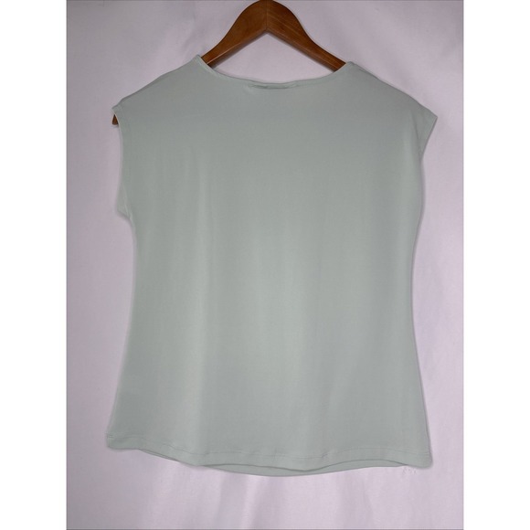 Liz Claiborne Top Blouse Shirt Women Size PS Light Green Round Neck Gold Metal - Picture 5 of 7